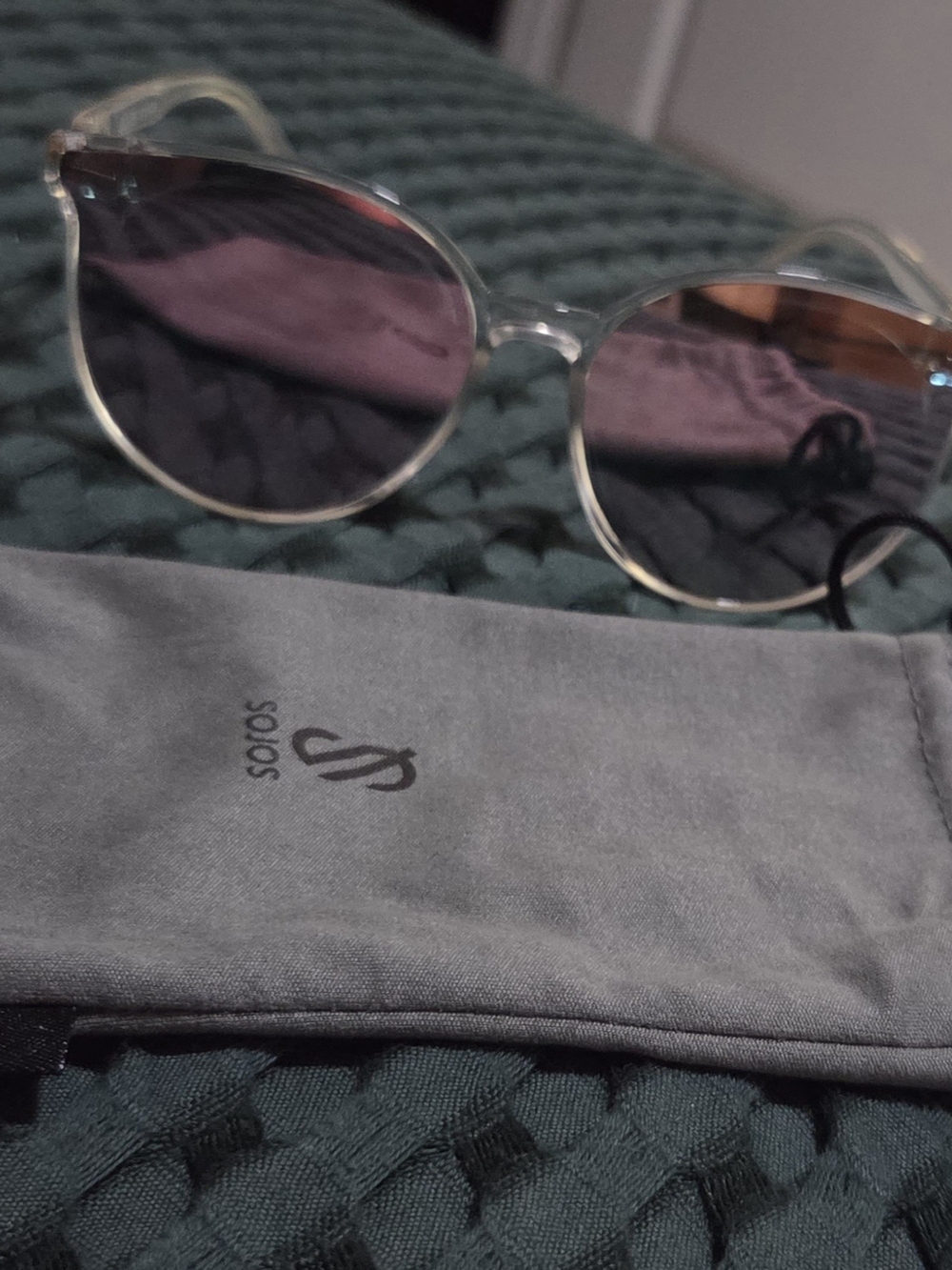 SOJOS Clear Frame Sunglasses with Pink-Tinted Lenses